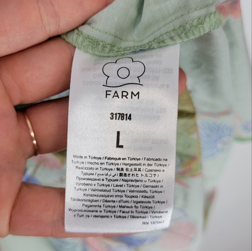 FARM Rio Green Floral Puff-Sleeve Mini Dress - Picture 12 of 16